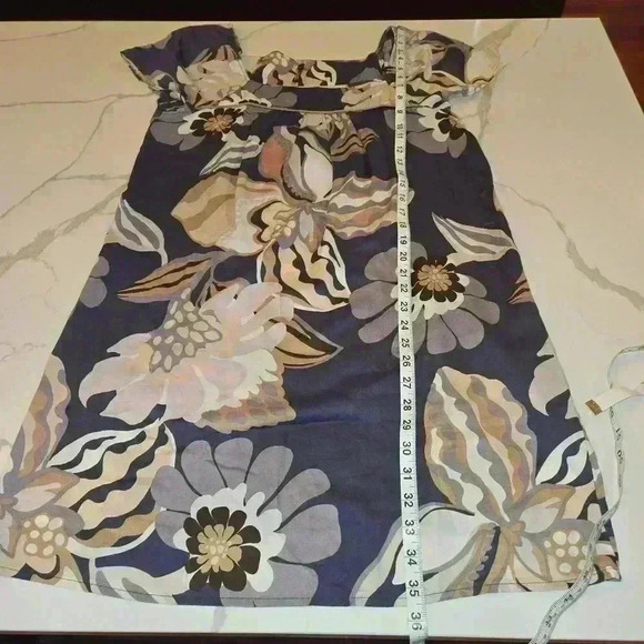 Sud Express 100% Cotton Peasant Floral Tunic Dress Blue Gray Size Large - Picture 5 of 9